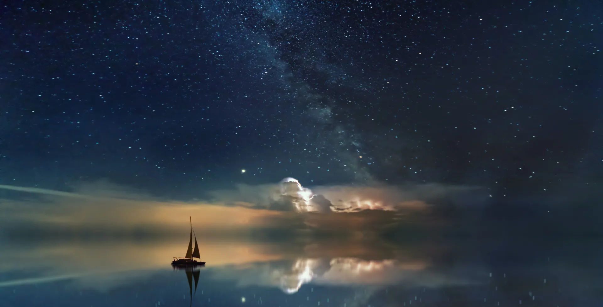 Segelboot unter einem Sternenhimmel