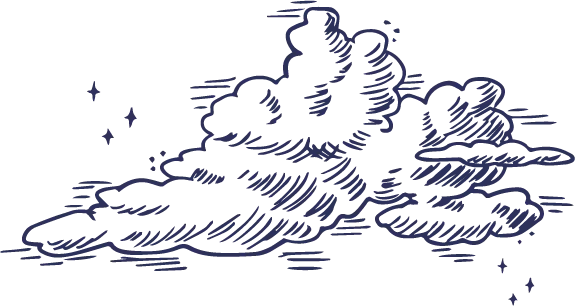Illustration einer Wolke mit Sternen