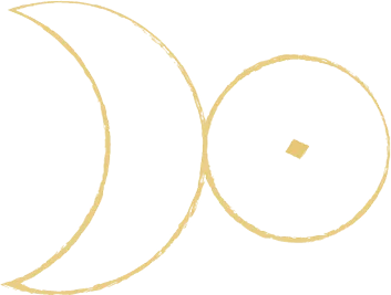 Illustration von Sichelmond und Sonne – symbolisch für energetische Balance und Raumharmonie